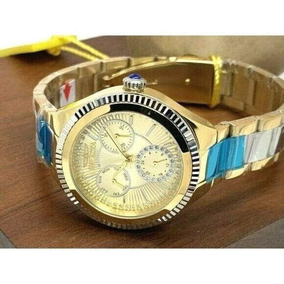 Invicta Women's Watch 28821 Angel Quartz Gold Dial Two Tone Stainless Steel 36mm - Picture 7 of 13